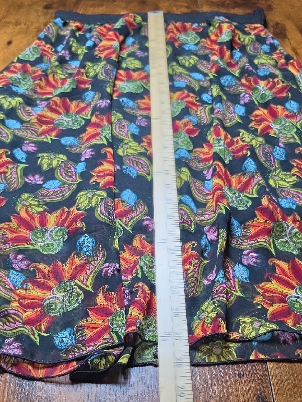 LULAROE | Lola Floral Paisley Elastic Waist Chiffon Overlay Midi Skirt | L - Picture 8 of 9